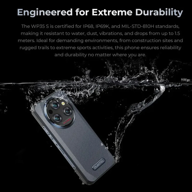 Oukitel WP35 S 4G Rugged Phone, 6GB+256GB, IP68/IP69K, Side Fingerprint, 11000mAh, 6.56 inch Android 14 MediaTek Helio G85 Octa Core, NFC, OTG, Network: 4G, WP35 S 4G Oukitel WP35 S 4G Rugged Phone, 6GB+256GB, IP68/IP69K, Side Fingerprint, 11000mAh, 6.56 inch Android 14 MediaTek Helio G85 Octa Core, NFC, OTG, Network: 4G, WP35 S 4G
